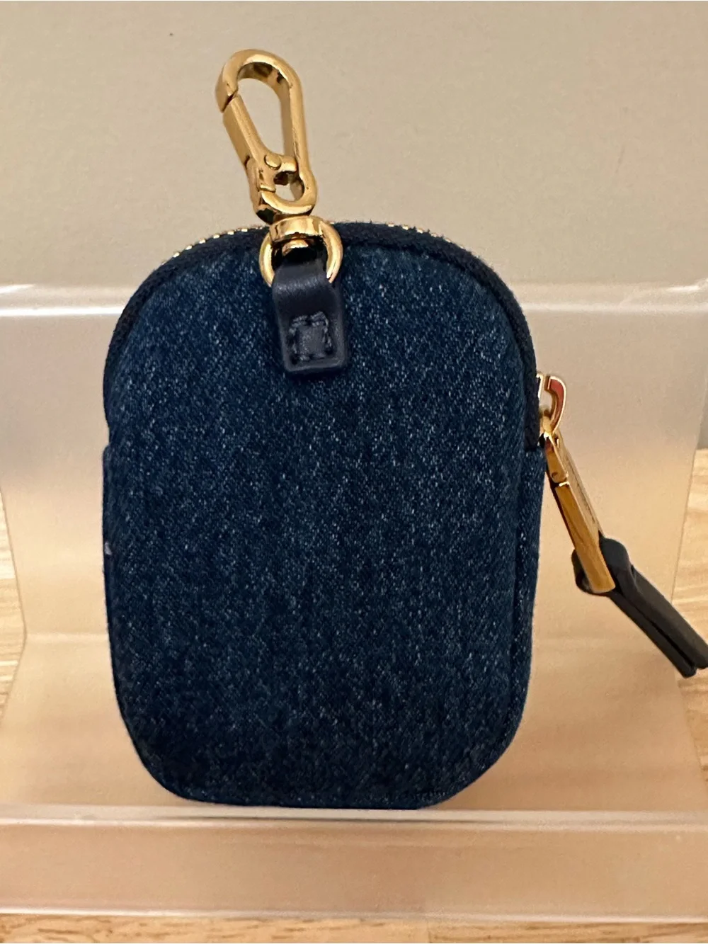 Karl Lagerfeld Navy Quilted Mini Case with Gold Hardware